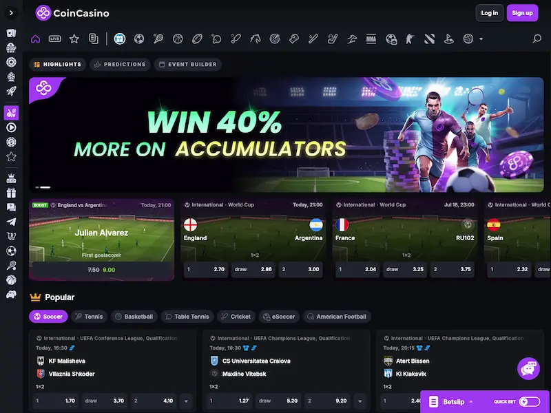 coincasino sports page