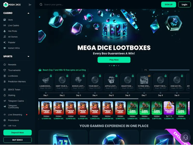 mega dice homepage